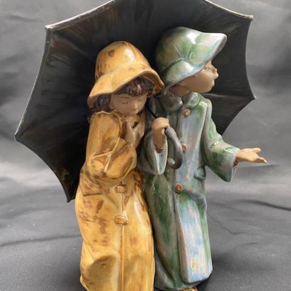 Lladro Figurine "UNDER THE RAIN " #2077 Retired in 1989 - Picture 2 of 8